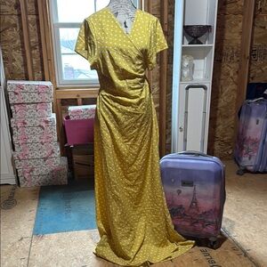 Boohoo Yellow Flutter Sleeve Wrap Maxi Dress